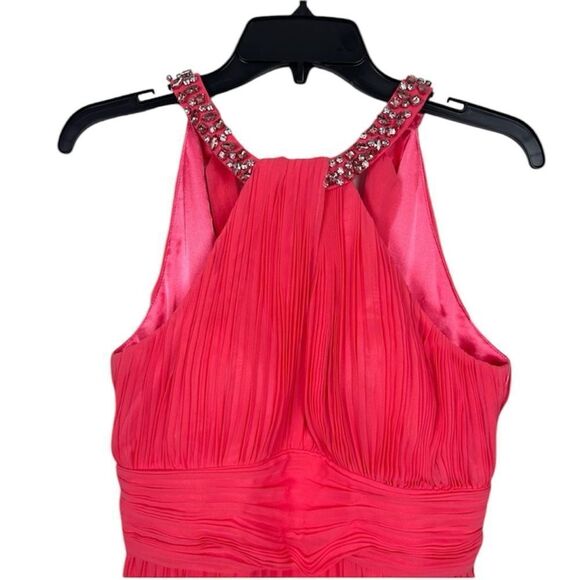 Eliza J NWT Crystal Detail Pleated Gown in Melon Size 14 - Picture 7 of 8